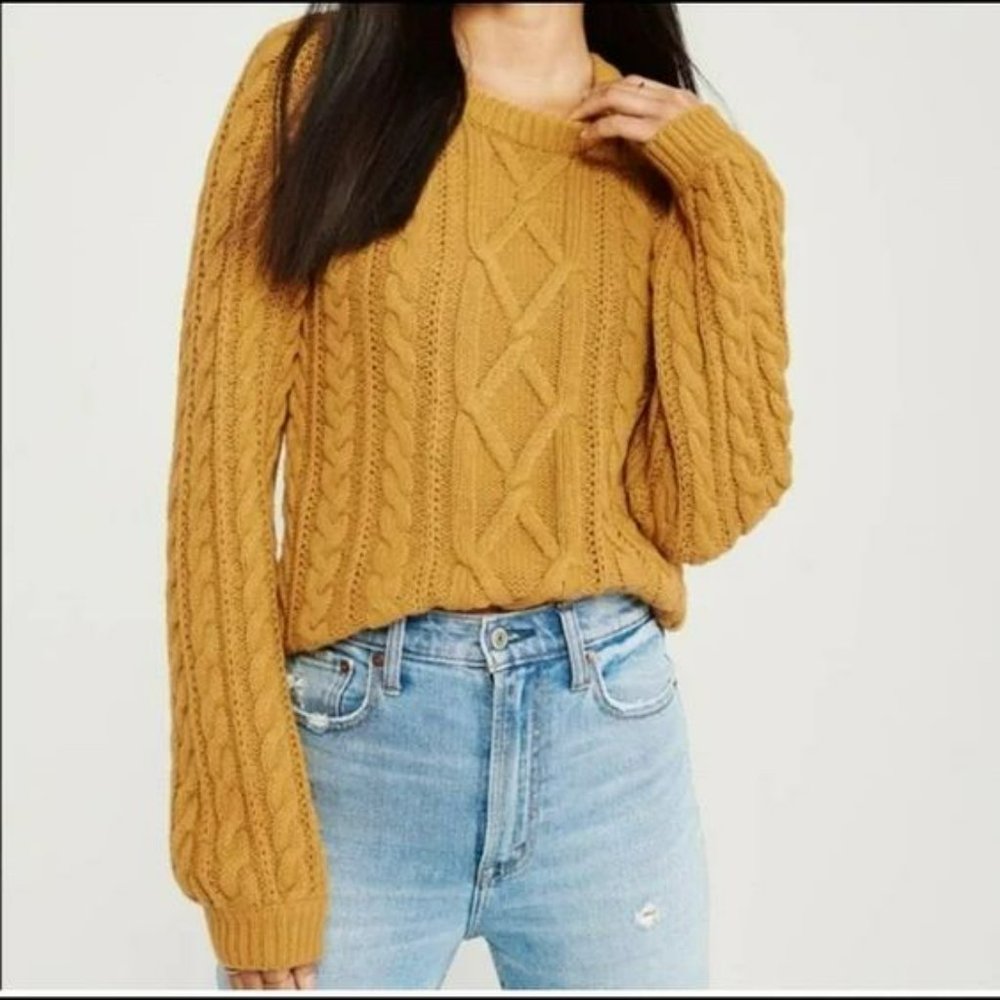 A&F Golden Brown Cable Knit Sweater